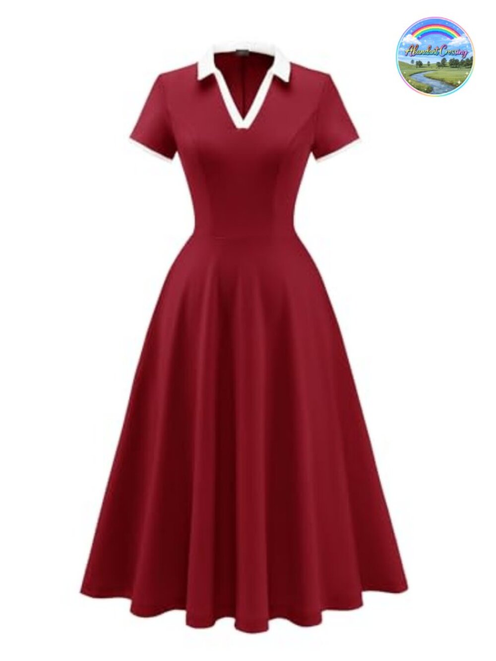 Vintage V Neck Swing Midi Cocktail Dress with Pockets